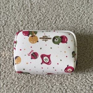 Coach White Wallet with Colorful Christmas  Design